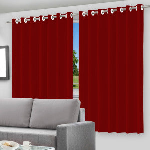 Cortinas Blackout com Forro 2 em 1 Voil Vermelho com ilhós - 3 Tamanhos Disponíveis