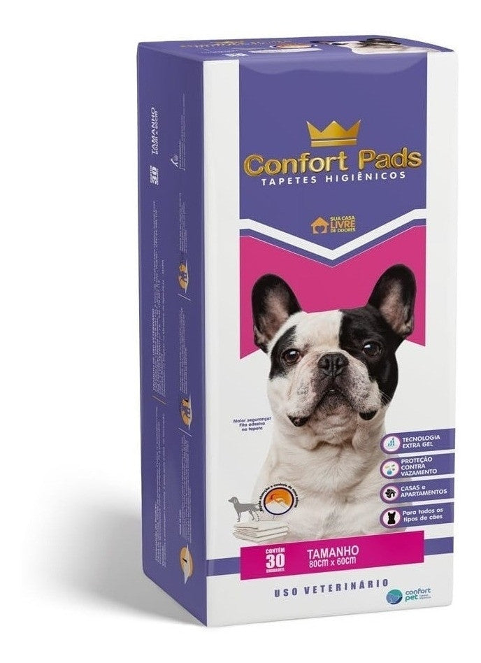 Tapete Higiênico para Cachorro 80x60cm Confort Pads 30unidades