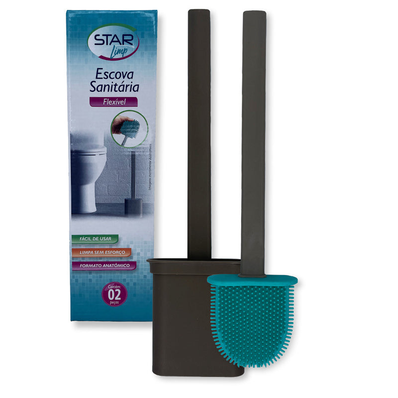 Escova Sanitária Silicone De Limpar Vaso Sanitário Suporte