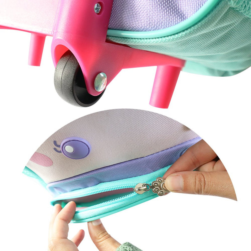 Mochila Infantil Com Rodinhas Unicornio - Roxo