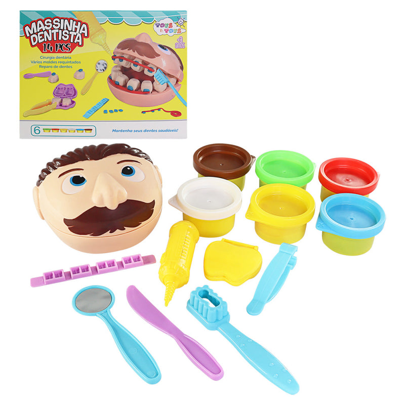 Kit Massinha Dentista com 14 Peças - Brinquedo