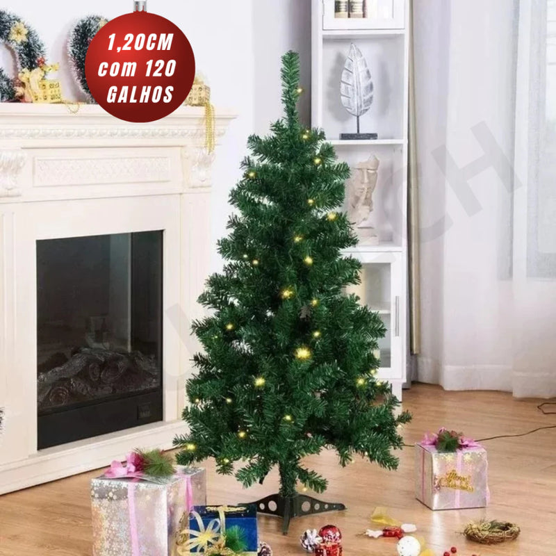 Árvore de Natal Pinheiro 1,20m com 61 Enfeites e Pisca-Pisca – Perfeita para Sua Decoração!